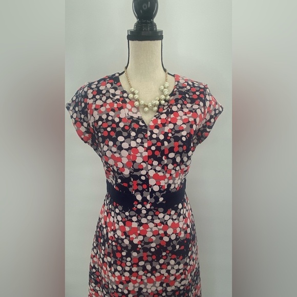 Boden blue red white dot textured dot Career Dress size 8 long - Picture 8 of 14